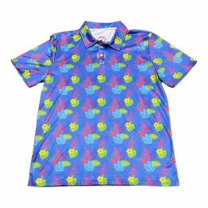 Proud 90 Golf is Fun Hawaiian Flamingo Tropical Print Polo Shirt